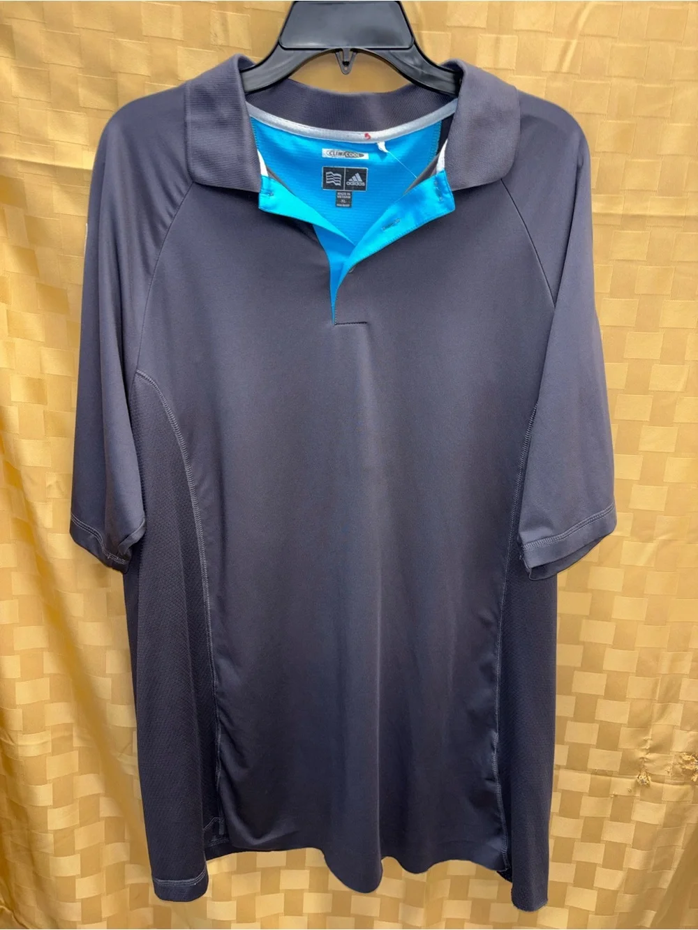 adidas Men’s Dark Navy Polo with Bright Turquoise Inner Placket